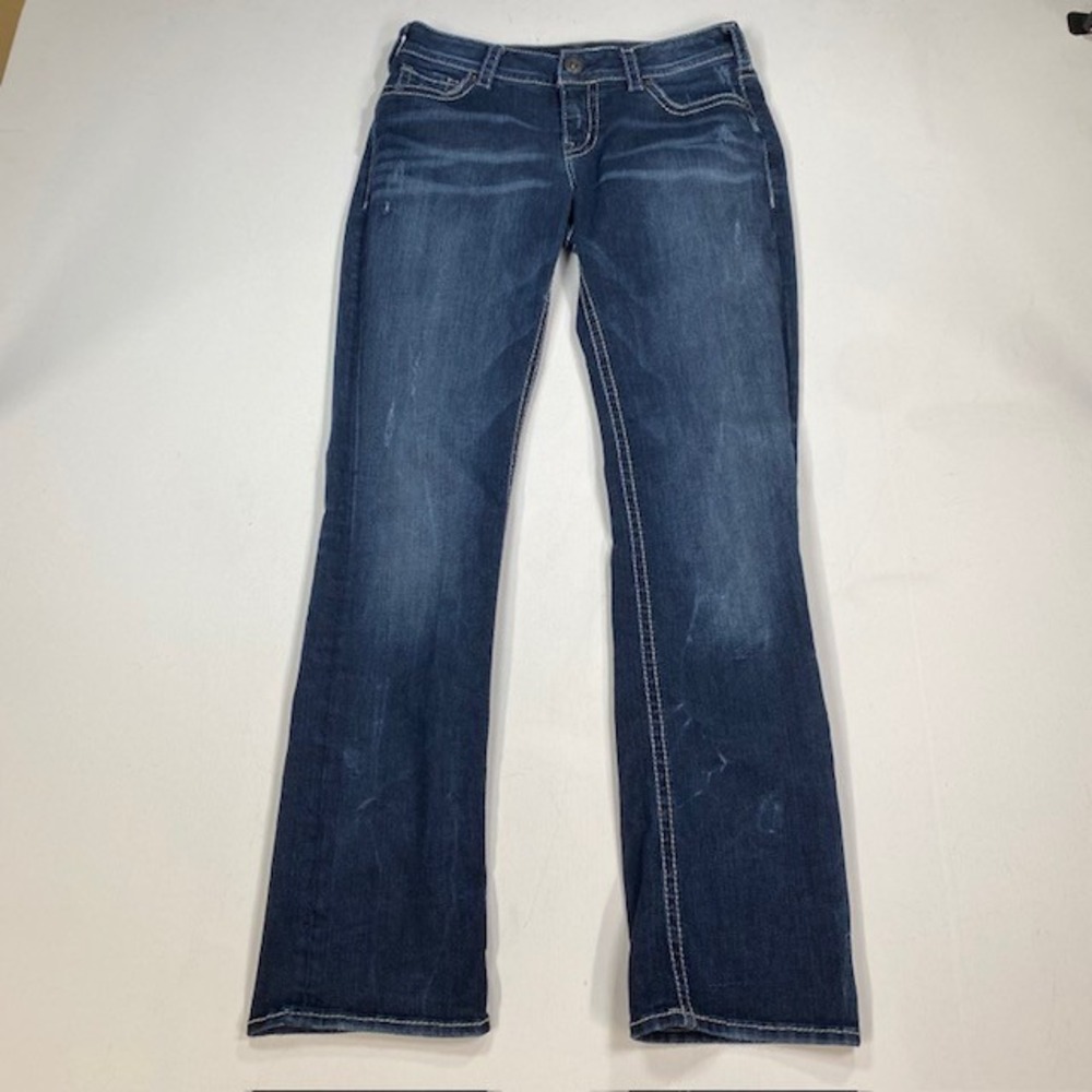 Silver Jeans Co Suki Mid Straight Dark Wash Fluid Denim Jeans W29 L32 (29X31)